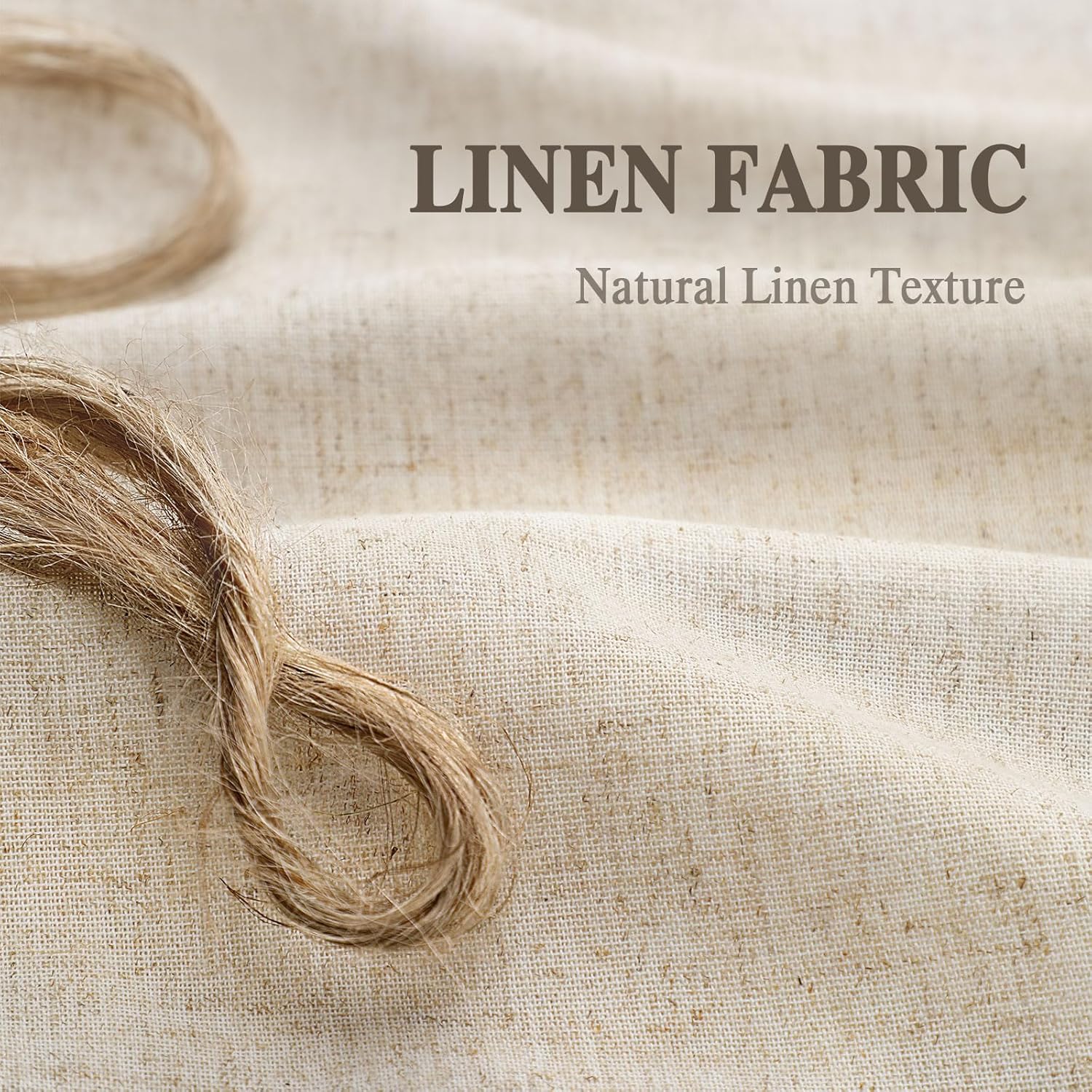 Linen Button Farmhouse Beige Shower Curtain,Linen and Cotton Woven Fabric,Pleated Brown Stripe,Country Style,72x72 Inch - Image 6