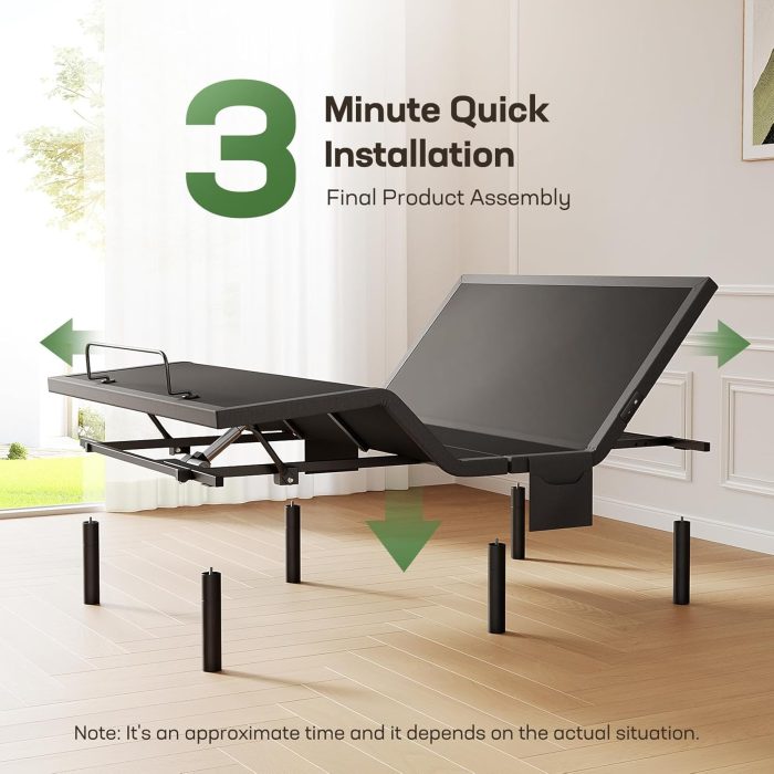 Marsail MS01 Queen Adjustable Bed Base Frame, 4 Ports USB A&C Adjustable Bed Base with Under-Bed Nightlight, 3 Minutes Fast Assembly, Wireless Remote Control Adjustable Bed with 4 Height Options - Image 2