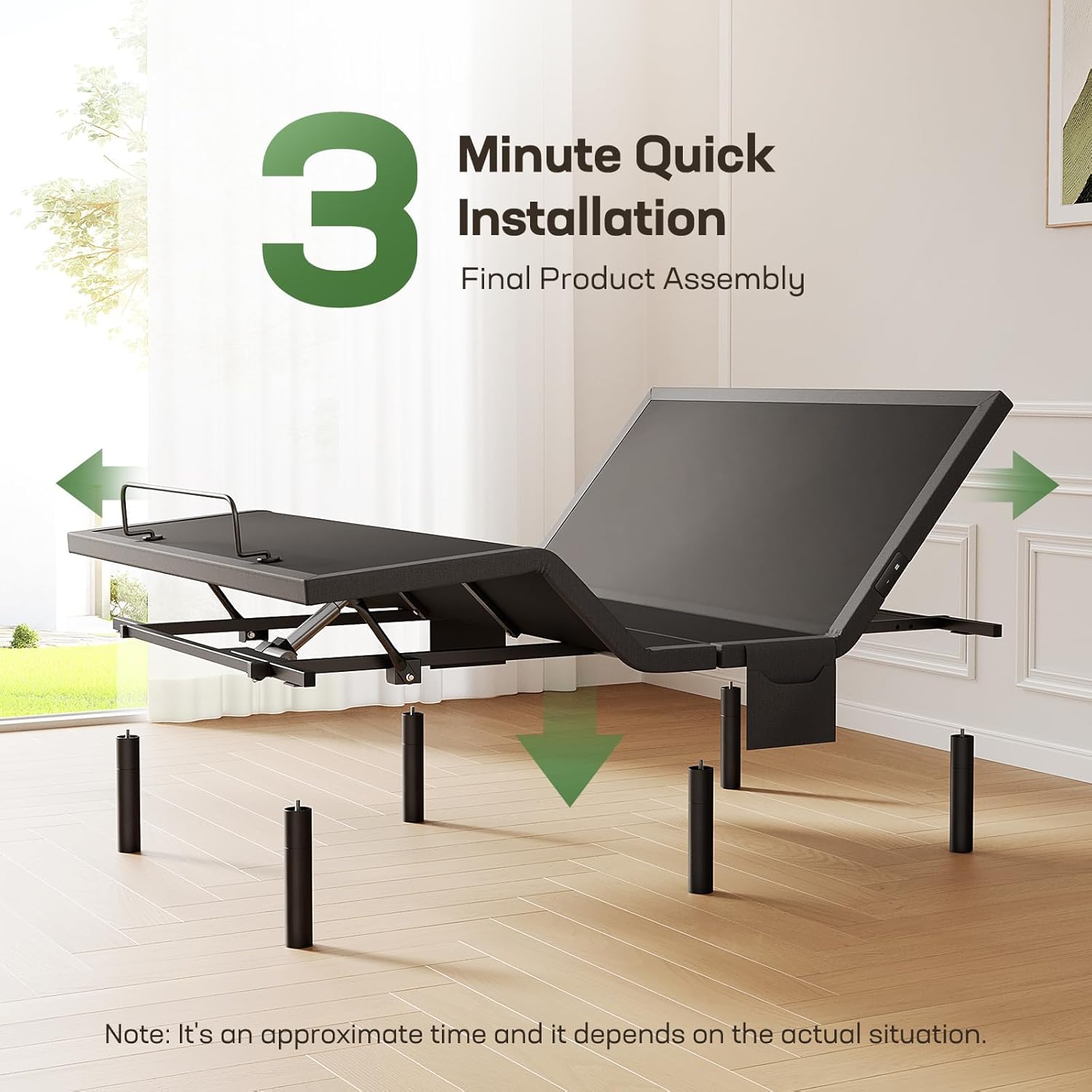 Marsail MS01 Queen Adjustable Bed Base Frame, 4 Ports USB A&C Adjustable Bed Base with Under-Bed Nightlight, 3 Minutes Fast Assembly, Wireless Remote Control Adjustable Bed with 4 Height Options - Image 2